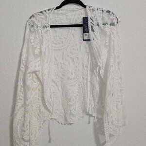 Anna-Kaci Women's Lace White Cardigan NWT